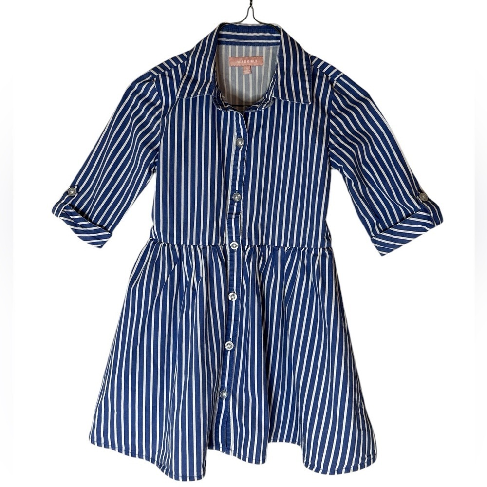 BCBGirls Blue and White Casual A-Line Shirt Dress